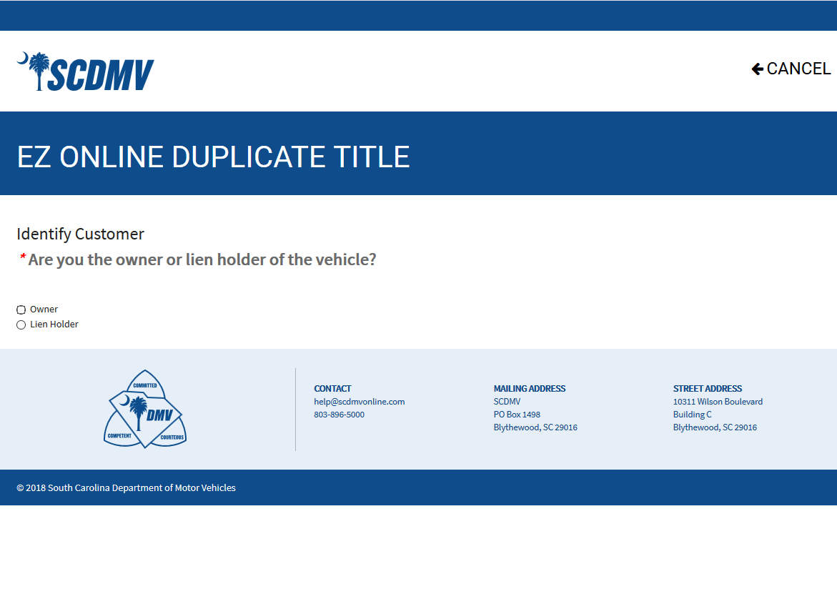 Sample Title Replacement Form of South Carolina